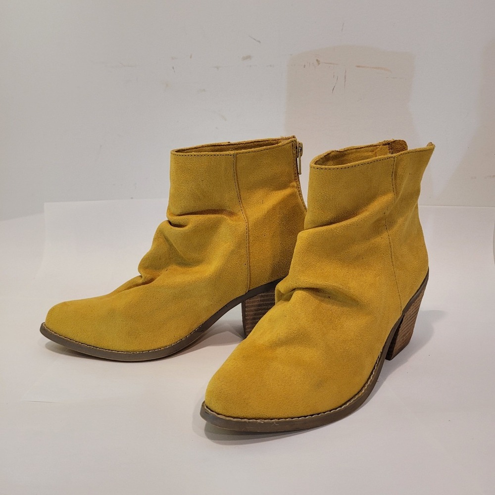 Not‎ Rated Women's 6.5 Mustard Yellow Suede Slouchy Ankle Booties Boho Western